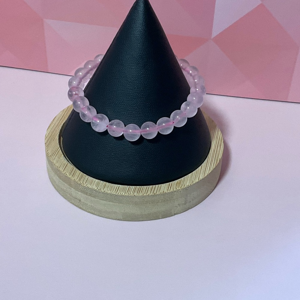 Rose Quartz Beaded Stretch Bracelet - Pink